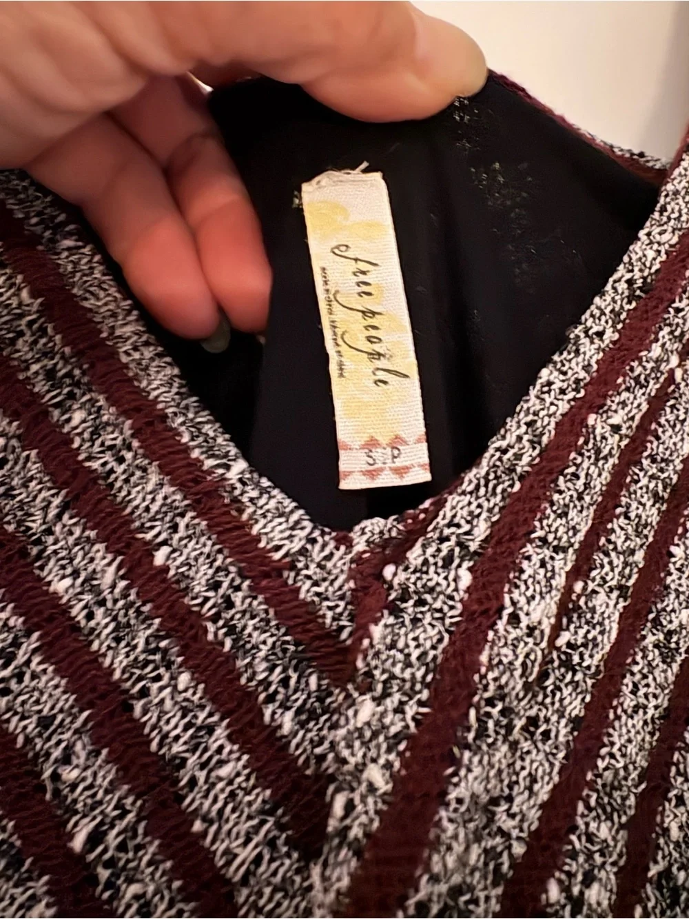 Free People Striped V-Neck Fit & Flare Mini Dress in Brown and Grey